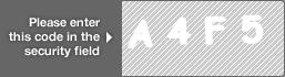 captcha code for visual authentication  letter A number 4 letter F number 5