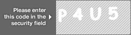 captcha code for visual authentication  letter P number 4 letter U number 5