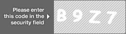 captcha code for visual authentication  letter B number 9 letter Z number 7