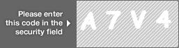captcha code for visual authentication  letter A number 7 letter V number 4