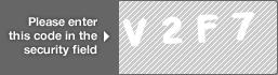 captcha code for visual authentication  letter V number 2 letter F number 7